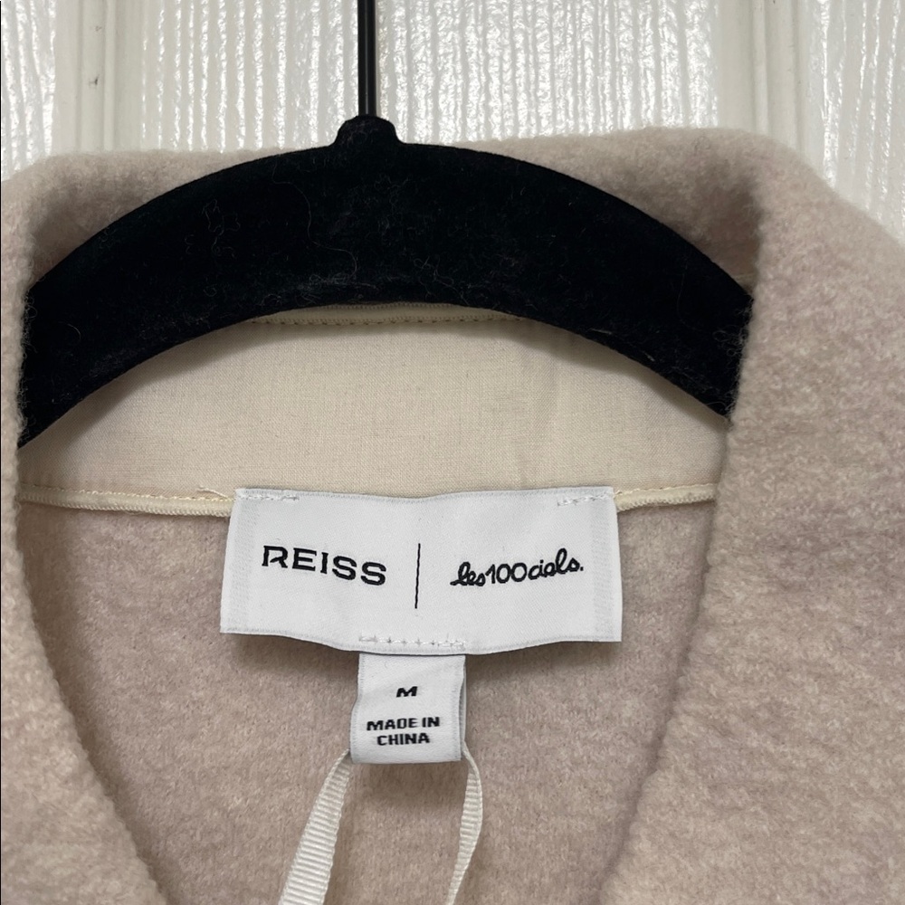 NWT REISS x Les 100 Ciels Boiled Wool Bouclé Overshirt in Cream - Picture 8 of 11